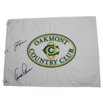 Jack Nicklaus & Arnold Palmer Signed Oakmont CC Embroidered Flag JSA COA