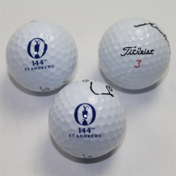Lot of Three Signed 104th Open Championship @ St. Andrews Logo Golf Balls JSA COA