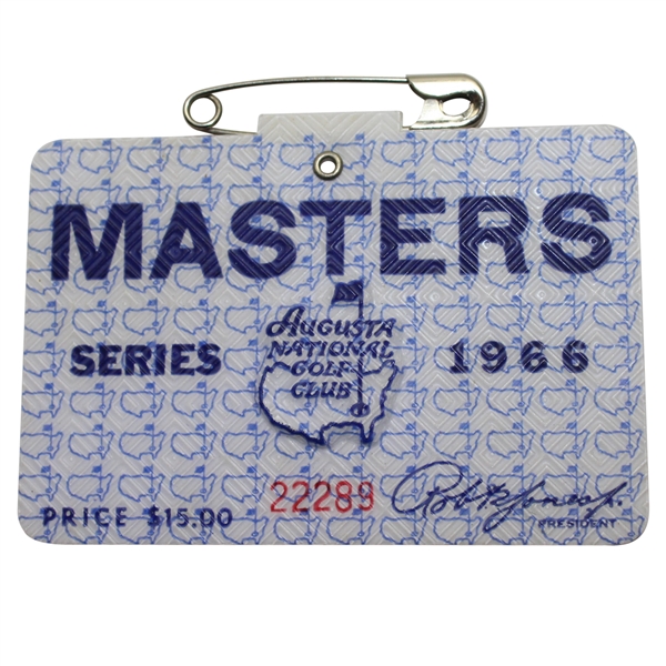 1966 Masters Tournament Badge #22289 - Jack Nicklaus 3rd Masters Victory