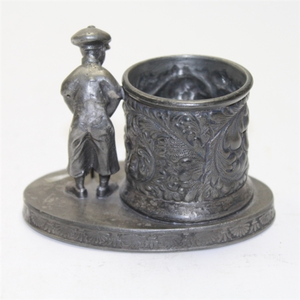 Tooth Pick Cigaretter Holder with Ornate Cup Design and Figural Putting Golfer