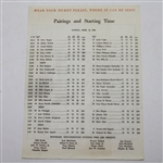 1964 Masters SUNDAY Pairing Sheet - Arnold Palmers Record Setting 4th Win
