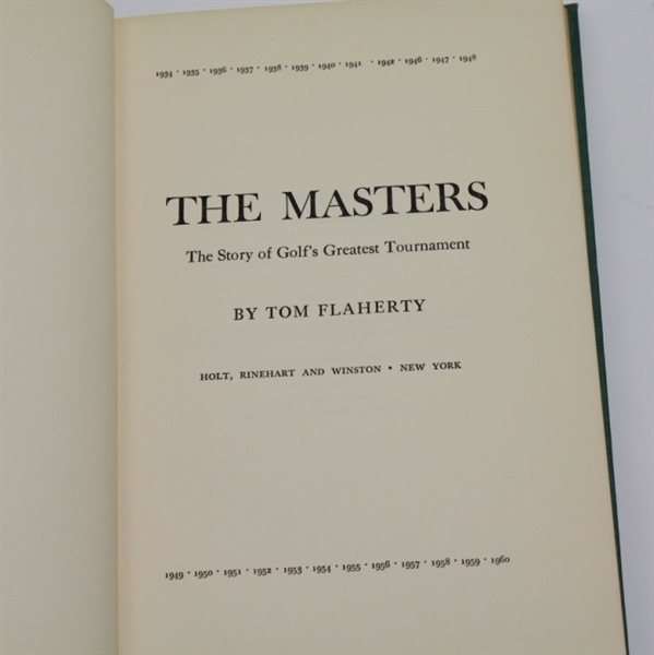'The Masters' First Edition Golf Book by Tom Flaherty - 1961