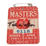 Tom Watson Signed 1981 Masters Badge #6118 JSA ALOA