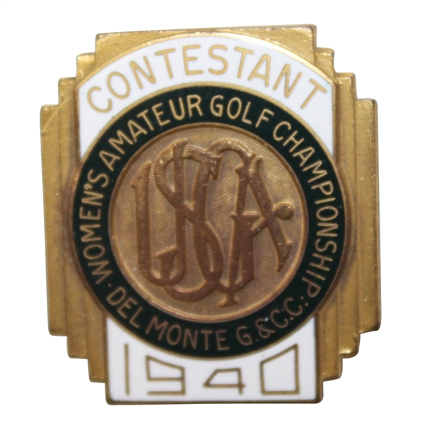 1940 Women's US Amateur at Del Monte G & CC Contestants Badge - Betty Jameson Winner