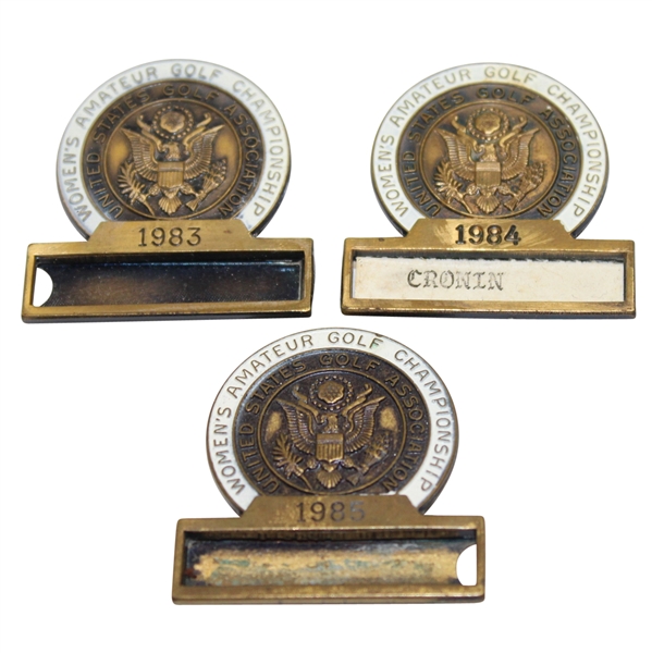 1983, 1984, & 1985 Women's US Amateur Contestants Badges - Pacillo, Richard, & Hattori Winners