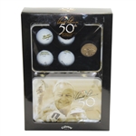 Arnold Palmer 50th Masters Appearance Commemorative Golf Balls with Medal in Box