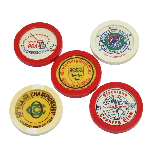 Lot of Five PGA Championship Logoed Plastic Coasters