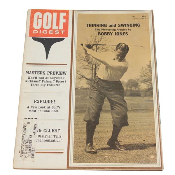 Golf Digest April 1964 Magazine - Bobby Jones On Cover