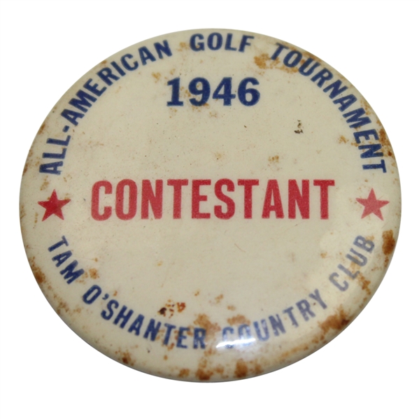 1946 All-American Golf Tournament Contestant Badge - Tam O'Shanter CC