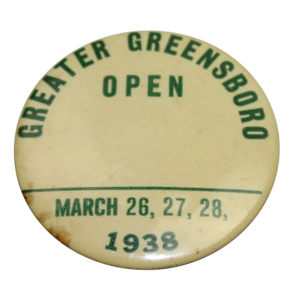 1938 Greater Greensboro Open Badge - Sam Snead 8th Win - Inaugural Event