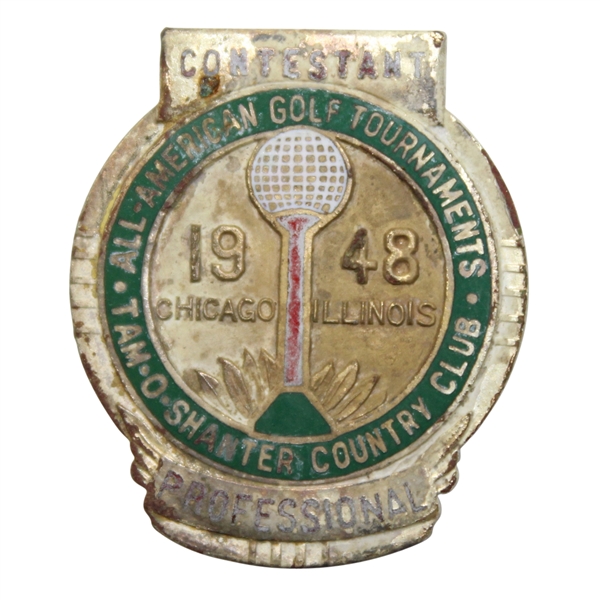 1948 All American Golf Tournament at Tam O'Shanter GC Contestant Badge - Lloyd Mangrum Winner