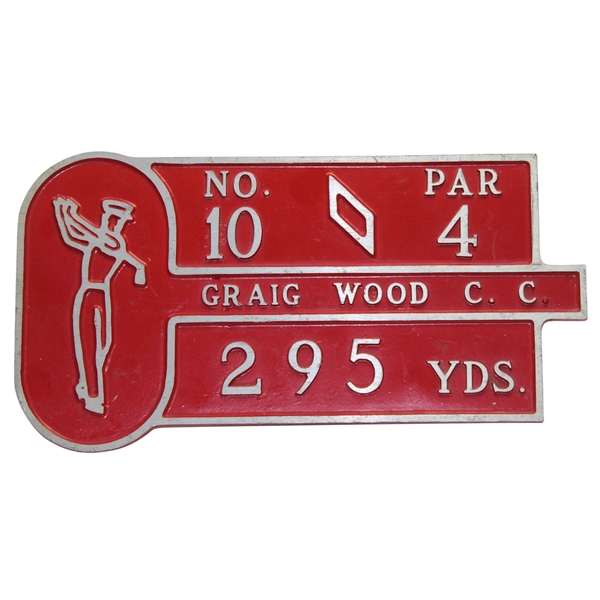 Vintage 'Graig' Wood Hole #10 Par 4 Tee Marker - Sign Error