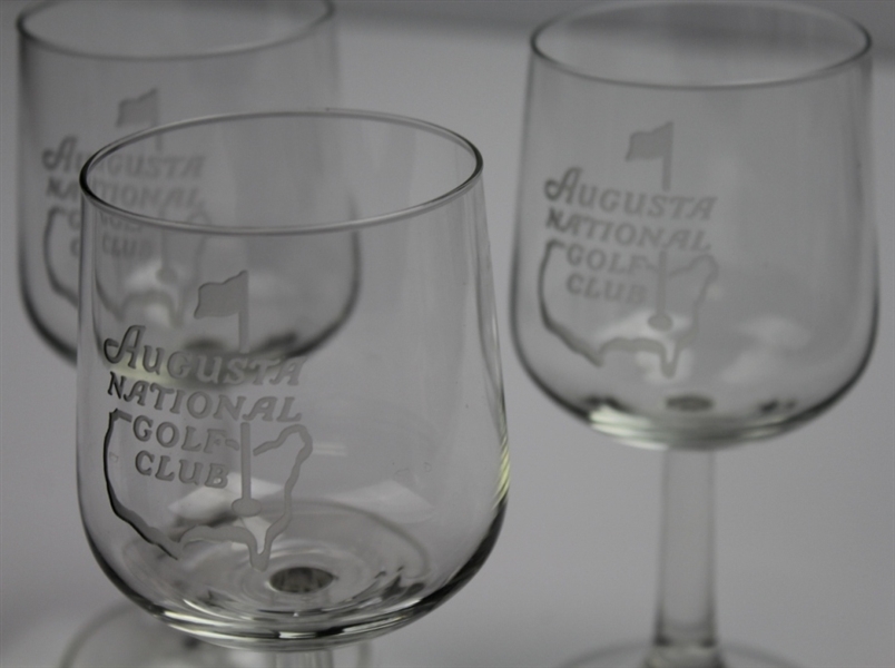 Lot of Three Augusta National Golf Club High Stem Wine Glasses