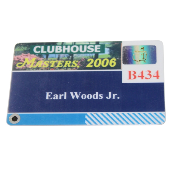 2006 Masters Clubhouse Badge from Tiger Woods' Half Brother Earl Woods, Jr. 