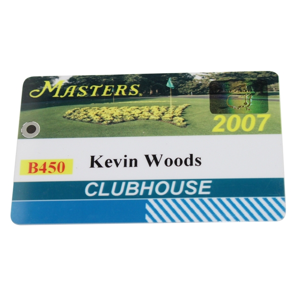 2007 Masters Clubhouse Badge from Tiger Woods' Step Brother Kevin Woods