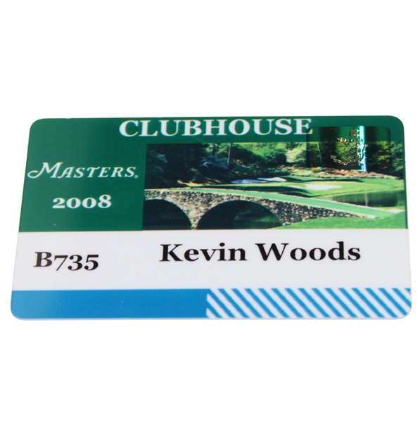2008 Masters Clubhouse Badge from Tiger Woods' Step Brother Kevin Woods