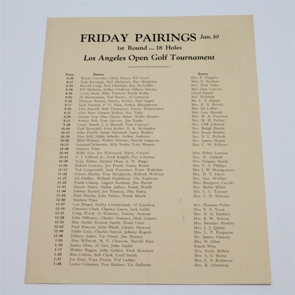 1930 Los Angeles Open Tournament at Riviera CC Program - Denny Shute Winner