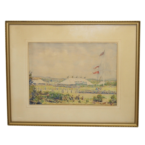 Watercolor Signed by Artiss Maude Adeline Dobinson: The Open at Royal Lytham in 1926