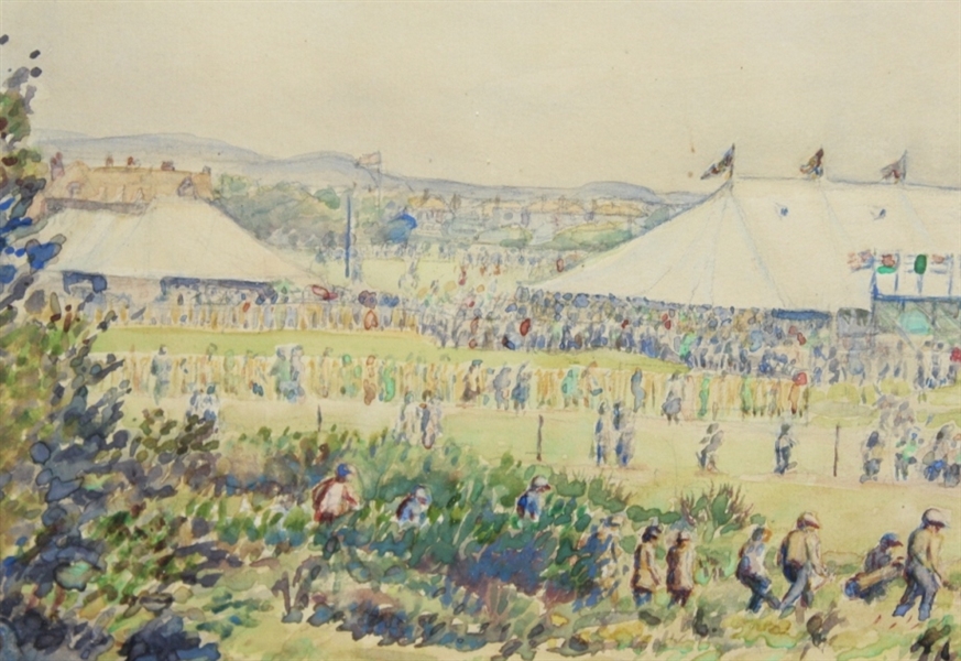 Watercolor Signed by Artiss Maude Adeline Dobinson: The Open at Royal Lytham in 1926