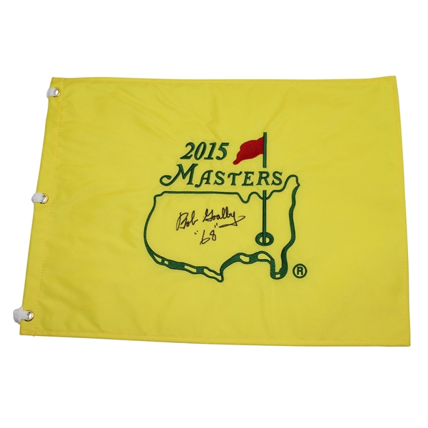 Bob Goalby Signed 2015 Masters Embroidered Flag with 68 Notation JSA ALOA