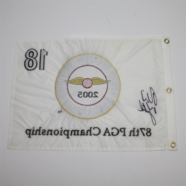 Phil Mickelson Signed 2005 PGA Championship at Baltusrol Flag - White Embroidered JSA ALOA