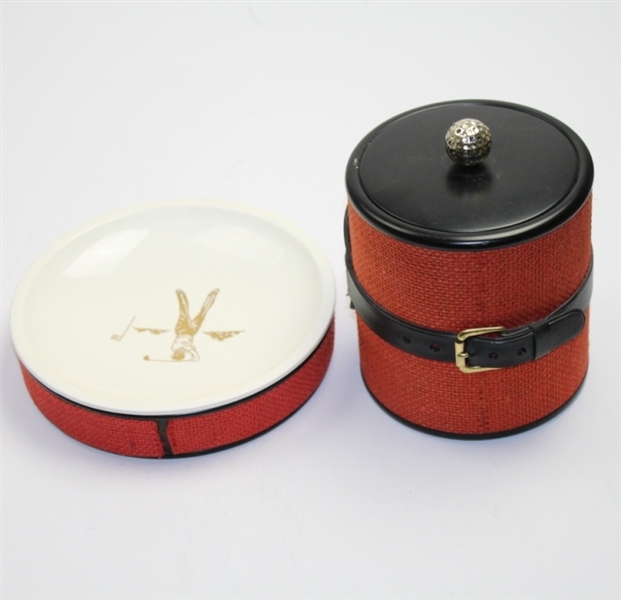 Old Golf Theme '19th' Hole Humidor with Matching Ash Tray - Circa 1950-1960