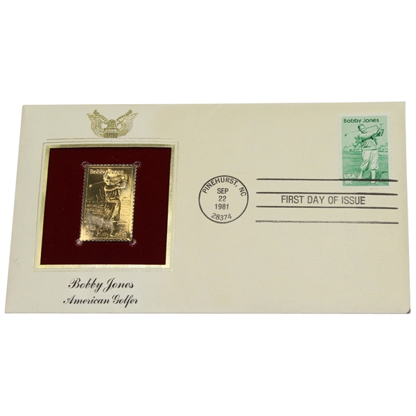 Bobby Jones 22k Gold Bullion Stamp USPS 1981 First Day Issue