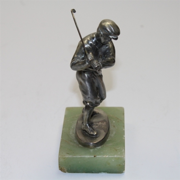 Silver Patined Medal Golfer on Marble Base - Early 1900's