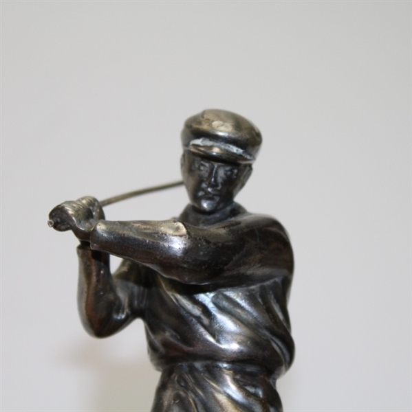 Silver Patined Medal Golfer on Marble Base - Early 1900's