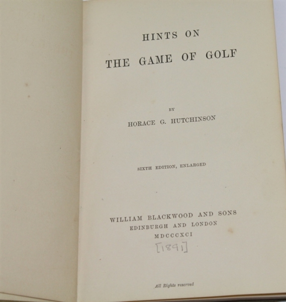 1891 'Hints on Golf' Book by Horace Hutchinson-Joe Murdoch Bookplate