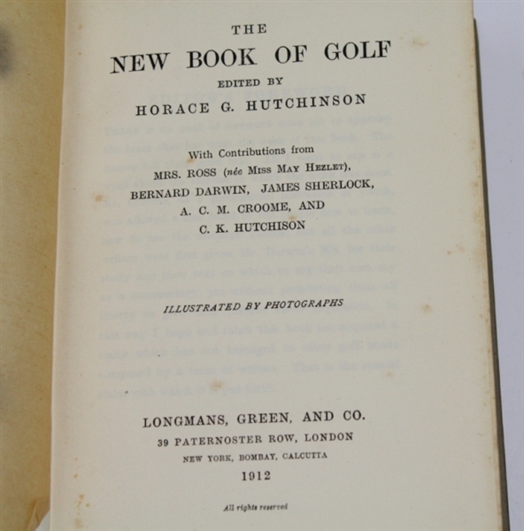 1912 'The New Book on Golf' Book by Horace Hutchinson