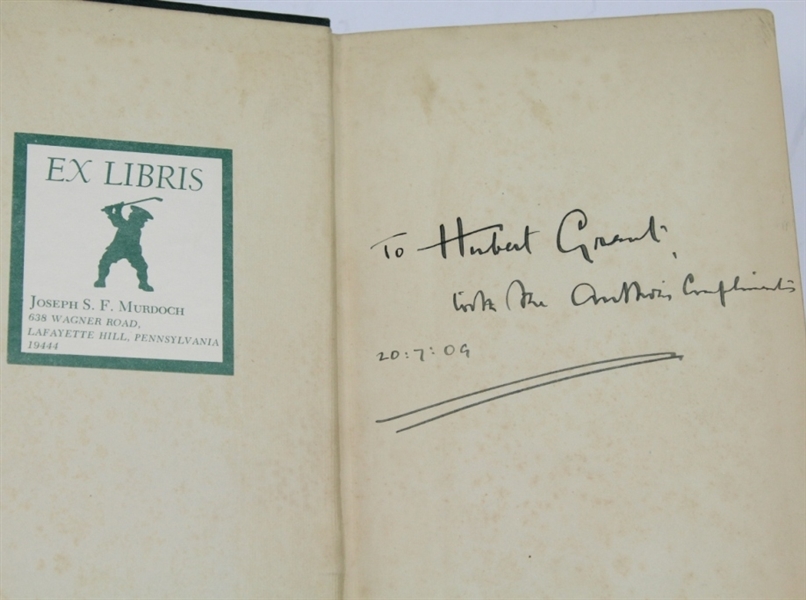 1907 'The Spirit of the Links' Book by Henry Leach W/ Joe Murdoch Bookplate-Inscription From Author