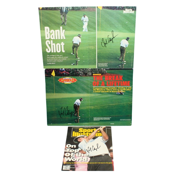 Lot of Three Fred Couples Signed Mounted Magazine Covers & Interior Layouts JSA ALOA
