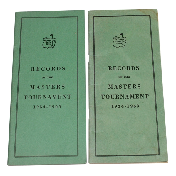 Official 1963 and 1965 Records of the Masters Tournament Booklets - Nicklaus Wins