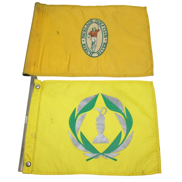 Lot of Two Jack Nicklaus Course Flown Flags - Memorial Tournament and Birch River