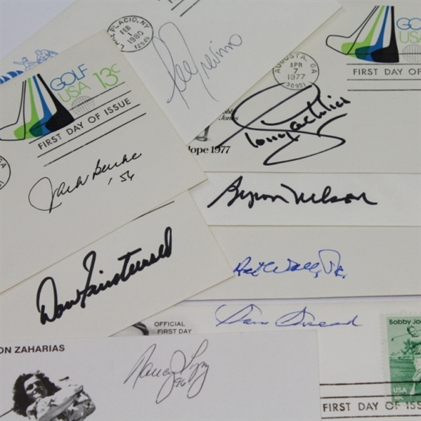 Lot of Eight Signed Golf Cachets Including Nelson, Snead, and others JSA ALOA