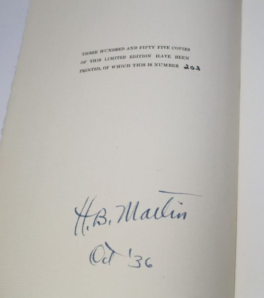 'Fifty Years of American Golf' Book Signed by Author H. B. Martin 203/355 JSA ALOA