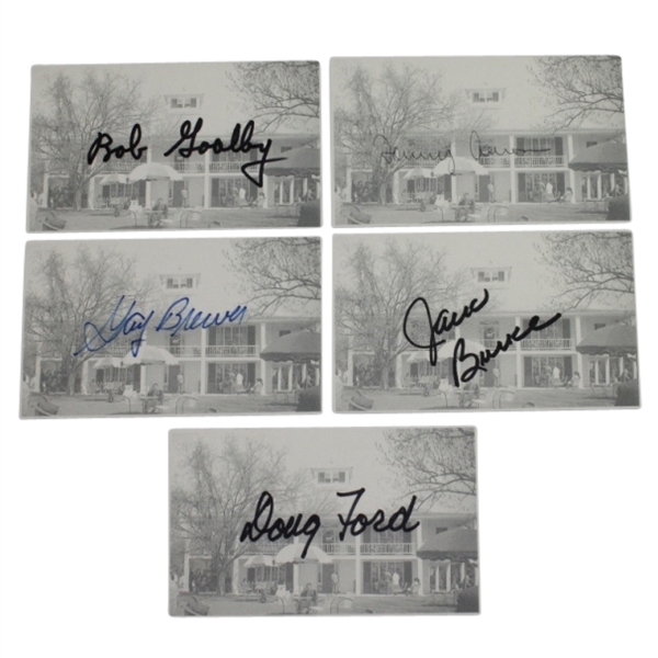 Lot of 5 Signed Masters Clubhouse Cards - Goalby, Brewer, Burke, Aaron, Ford JSA COA