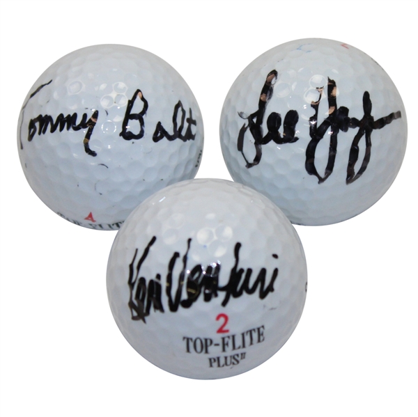 Lot of Three Signed Golf Balls - Tommy Bolt, Ken Venturi, & Lee Janzen JSA COA