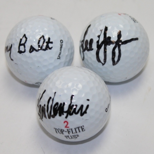 Lot of Three Signed Golf Balls - Tommy Bolt, Ken Venturi, & Lee Janzen JSA COA