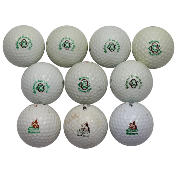 Lot of Ten Oakmont  Country ClubLogo Golf Balls - Various Time Period Logos