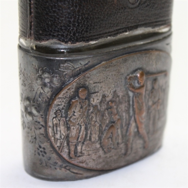 Vintage Leather Flask Depicting 'The Swing'