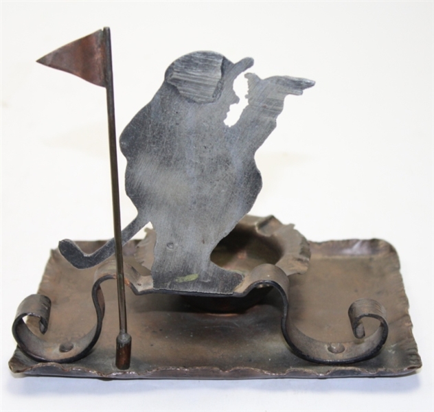 Metal Plump Golfer Ash Tray with Flag