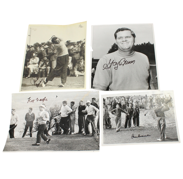 Lot of 4 Signed Wire/Publicity Photos  by Major Champions-Peter Thomson, Kel Nagle, Jack Burke & Gay Brewer