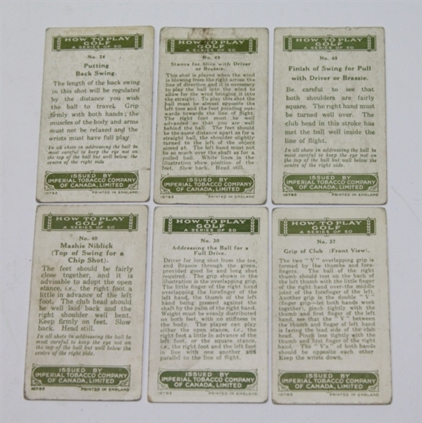 Lot of Six 'How To Play Golf' Cigarette Cards