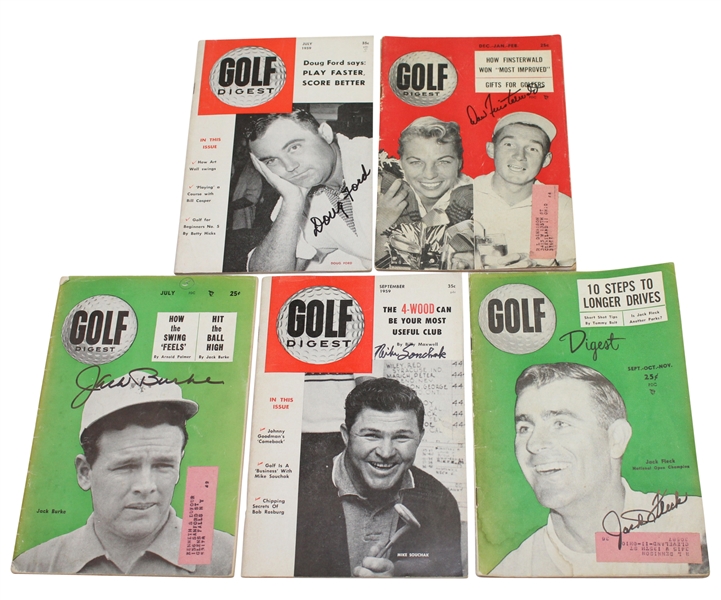 Lot of Five Signed Golf Digest Magazines JSA ALOA