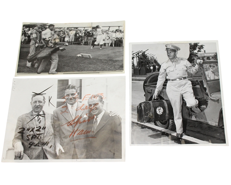 Lot of Three Original Wire Photos - Bobby Jones, Johnny Farell, Horton Smith, and others