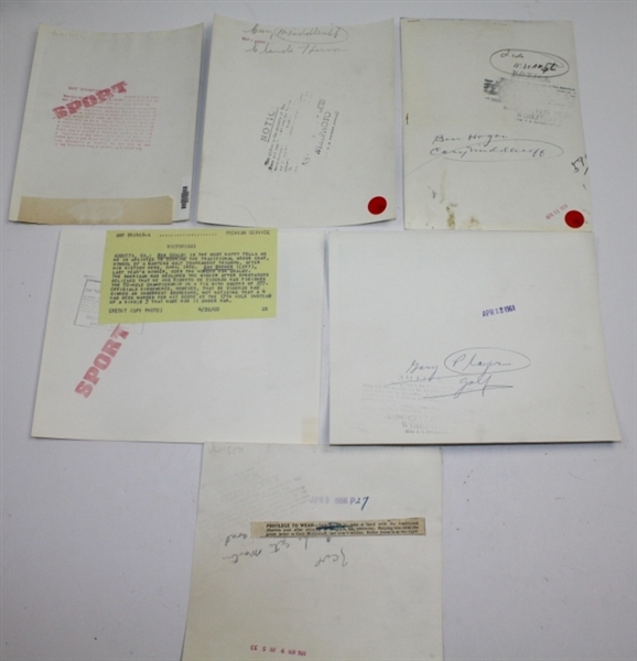 Lot of Six Original Wire Photos - Claude Harmon, Cary Middlecoff, Hogan, and others