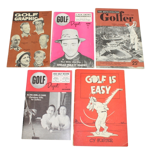 Lot of Five Golf Magazines- Golf Is Easy(Signed), Golf Digest, & Metro Golfer JSA ALOA