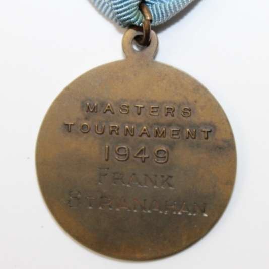 F. Stranahan's 1949 Masters Contestants Gift/Souvenir-Bronze Medal W/Ribbon-Rare